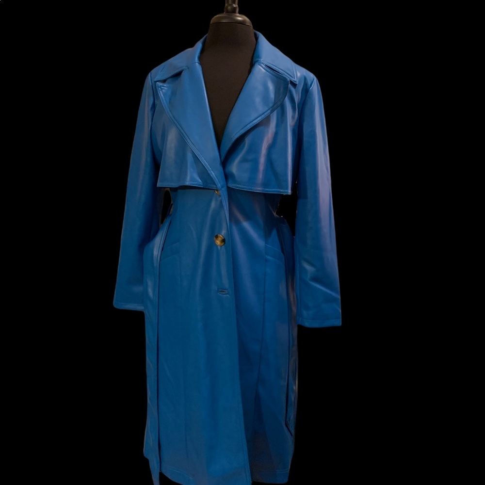 INC International Concepts Blue Trench Coat - Picture 6 of 13